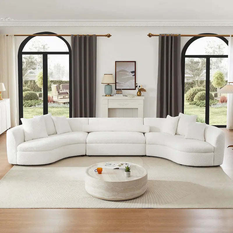 Oversized Modern 3 Pieces Curved Upholstered Sofa Ultimate Comfort 6-8 Seater Couches for Living Room, Office