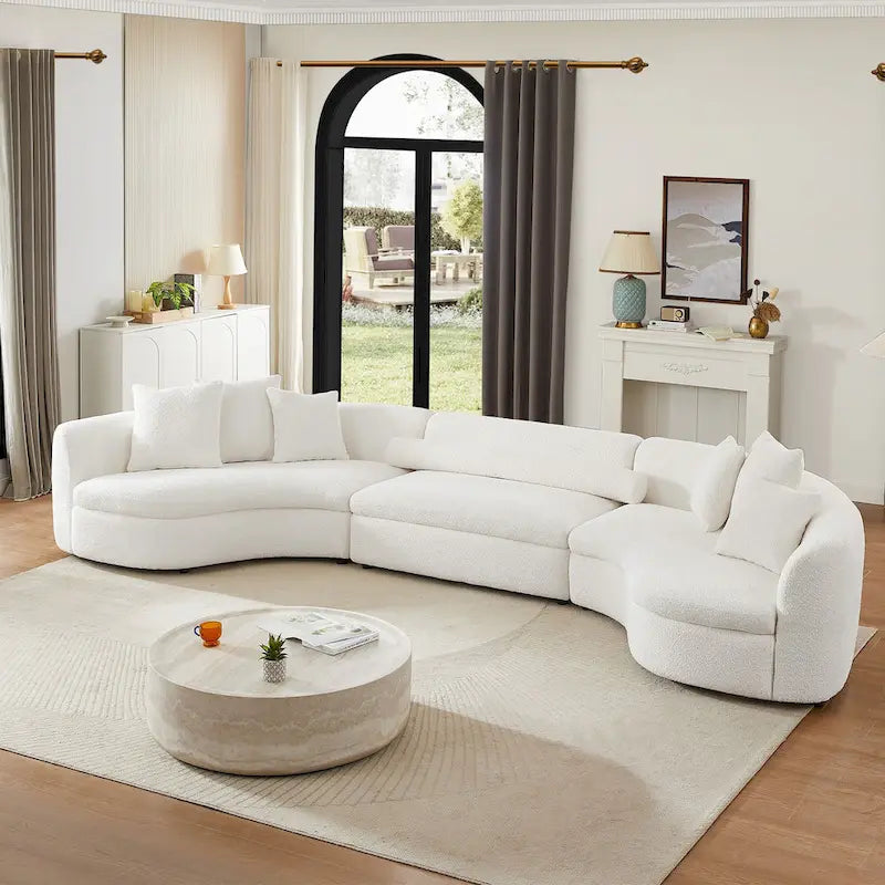 Oversized Modern 3 Pieces Curved Upholstered Sofa Ultimate Comfort 6-8 Seater Couches for Living Room, Office