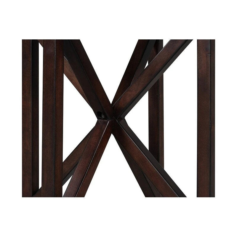 Modern Glass Coffee Table X-Cross Solid Wood Base End Table