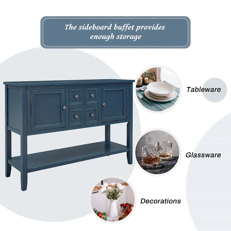 Buffet Sideboard Console Table with Bottom Shelf