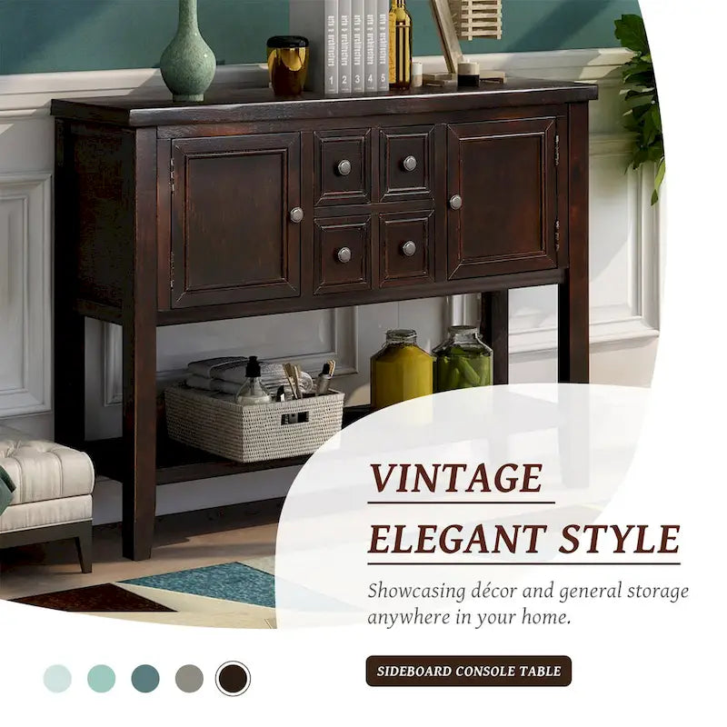 Buffet Sideboard Console Table with Bottom Shelf