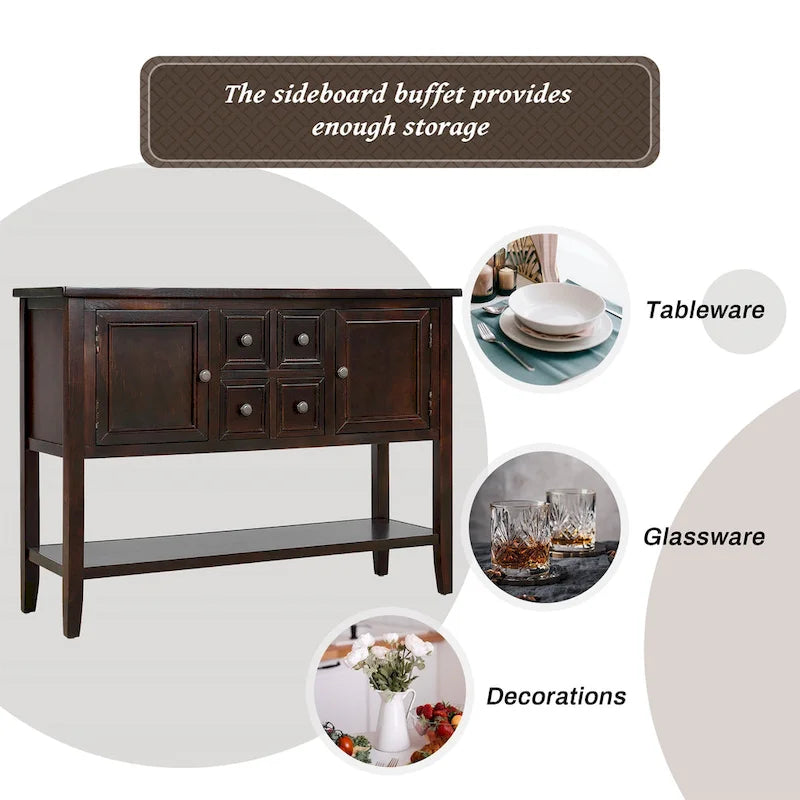Buffet Sideboard Console Table with Bottom Shelf