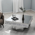 Glam Triple Mirror Diamond Coffee Table Accent Table