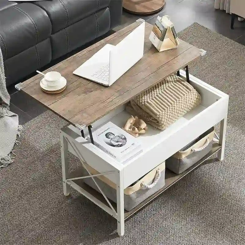 36 Lift Top Coffee Table with Free Cloth Storage Bins - 19.5D x 36W x 18.5H