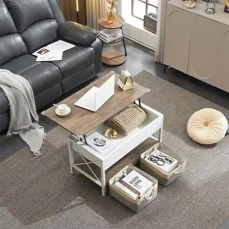 36 Lift Top Coffee Table with Free Cloth Storage Bins - 19.5D x 36W x 18.5H