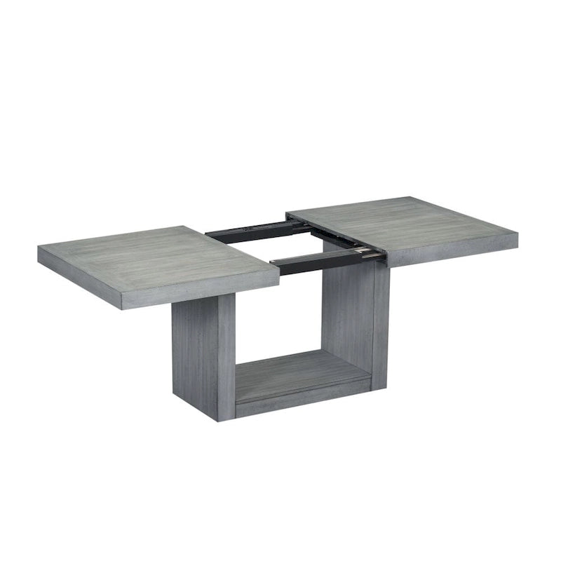 Contemporary 6-Piece 78 Inch Extendable Pedestal Dining Table Set