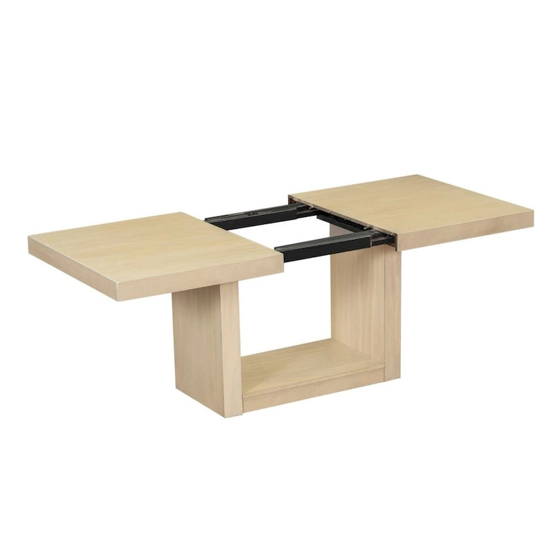 Contemporary 6-Piece 78 Inch Extendable Pedestal Dining Table Set