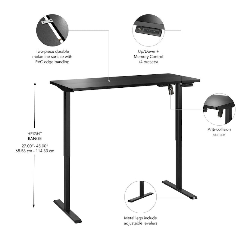 Energize 55W x 24D Height Adjustable Standing Desk by Bush Furniture