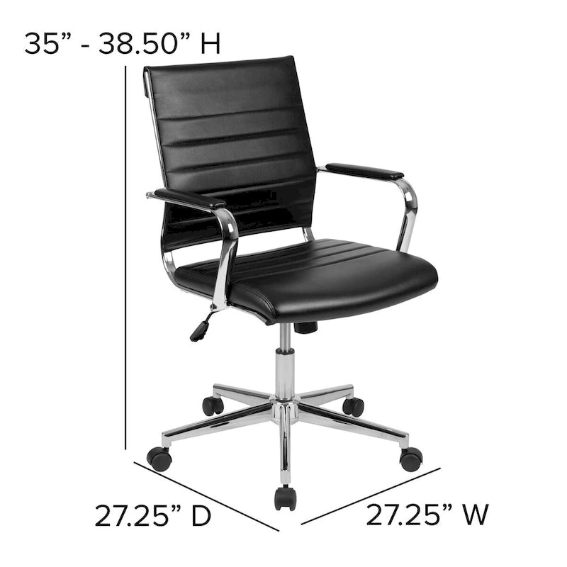 Mid-Back LeatherSoft Contemporary Ribbed Executive Swivel Office Chair