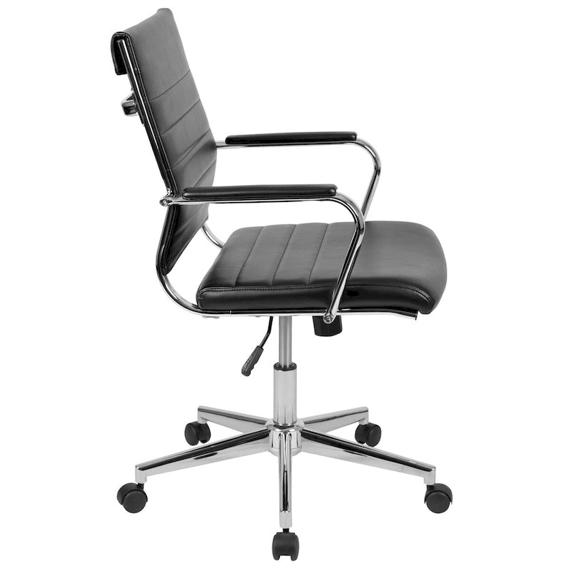 Mid-Back LeatherSoft Contemporary Ribbed Executive Swivel Office Chair