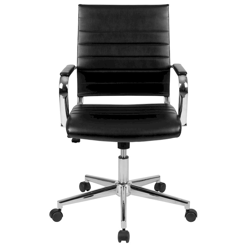 Mid-Back LeatherSoft Contemporary Ribbed Executive Swivel Office Chair
