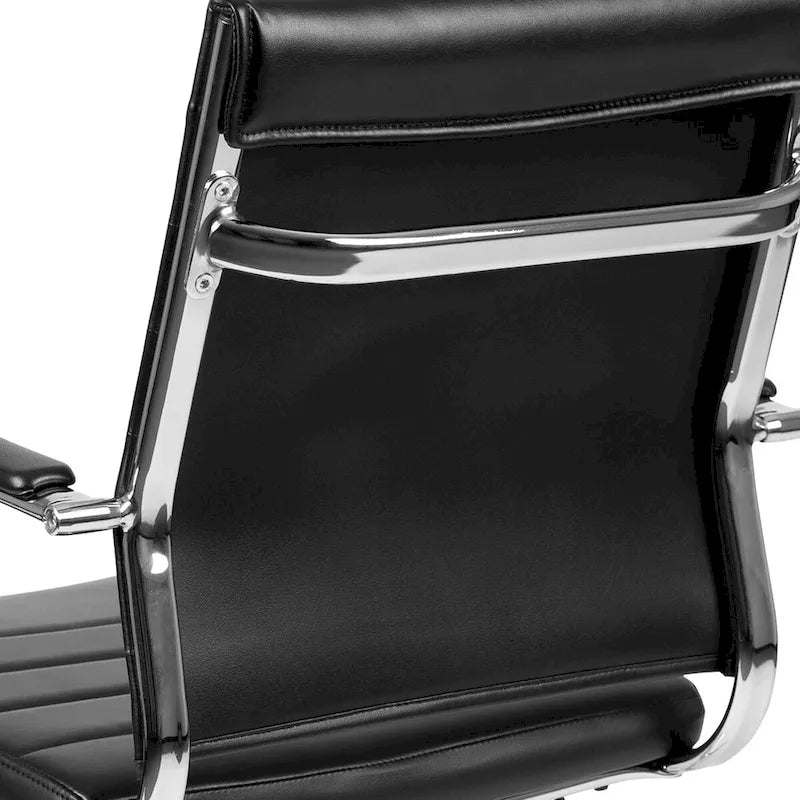 Mid-Back LeatherSoft Contemporary Ribbed Executive Swivel Office Chair