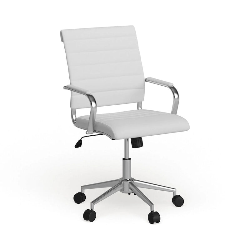 Mid-Back LeatherSoft Contemporary Ribbed Executive Swivel Office Chair