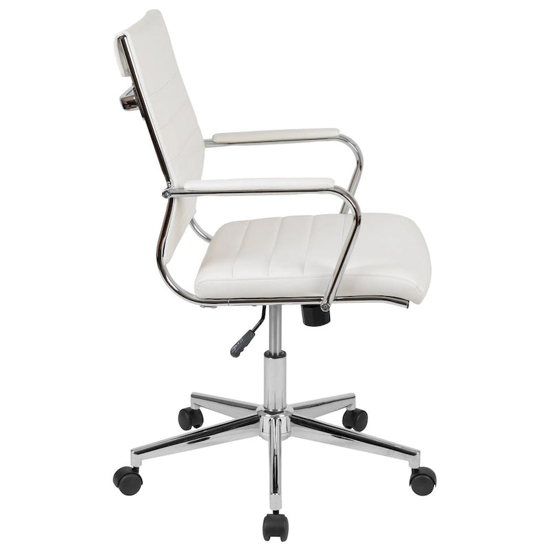 Mid-Back LeatherSoft Contemporary Ribbed Executive Swivel Office Chair
