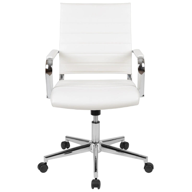Mid-Back LeatherSoft Contemporary Ribbed Executive Swivel Office Chair