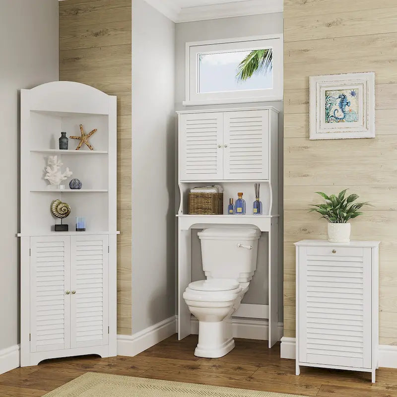 RiverRidge Ellsworth Tilt-Out Laundry Hamper Cabinet with Removable Cloth Storage Bag - White