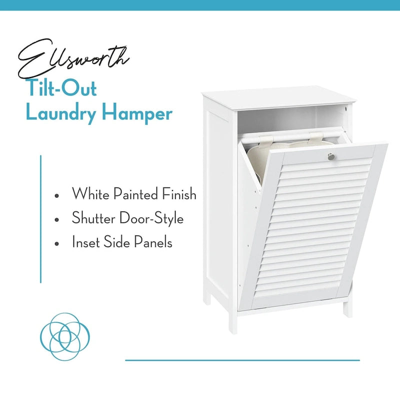 RiverRidge Ellsworth Tilt-Out Laundry Hamper Cabinet with Removable Cloth Storage Bag - White