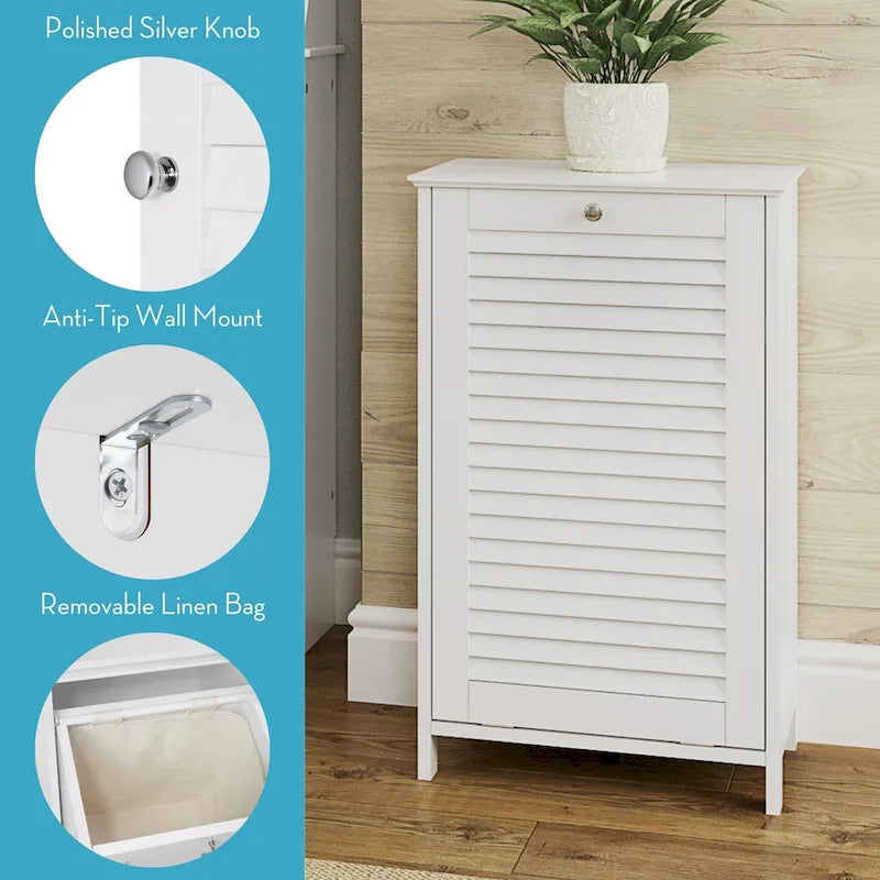 RiverRidge Ellsworth Tilt-Out Laundry Hamper Cabinet with Removable Cloth Storage Bag - White