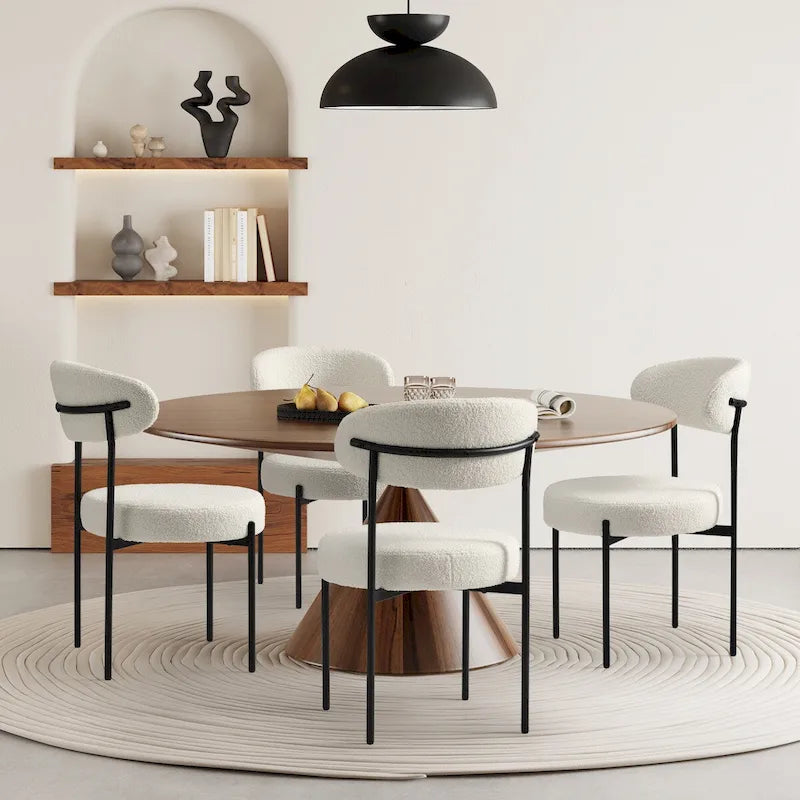 Bayville Mid-Century Curved Back Fabric Upholstered Metal Dining Chair (Set of 4)