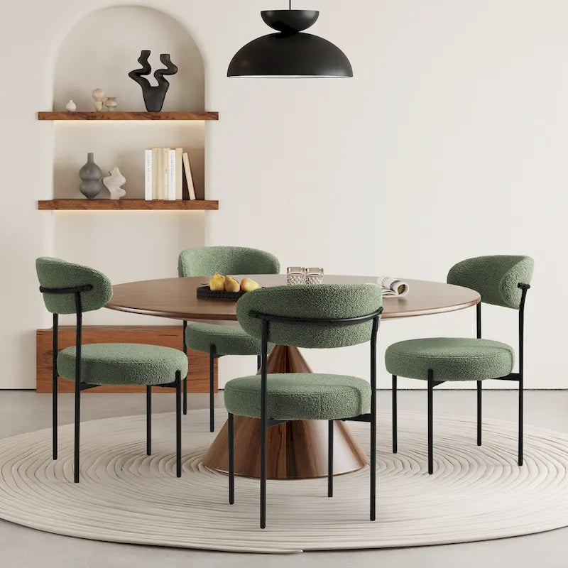 Bayville Mid-Century Curved Back Fabric Upholstered Metal Dining Chair (Set of 4)