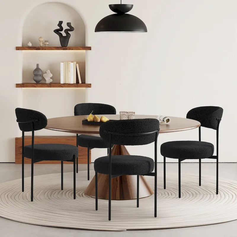Bayville Mid-Century Curved Back Fabric Upholstered Metal Dining Chair (Set of 4)
