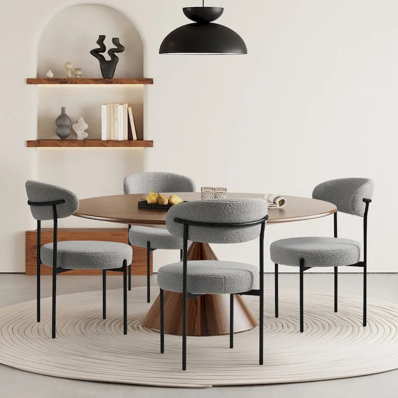 Bayville Mid-Century Curved Back Fabric Upholstered Metal Dining Chair (Set of 4)