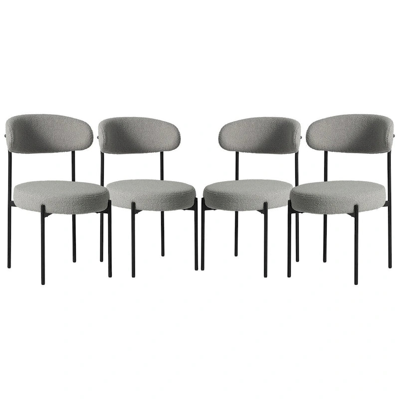 Bayville Mid-Century Curved Back Fabric Upholstered Metal Dining Chair (Set of 4)