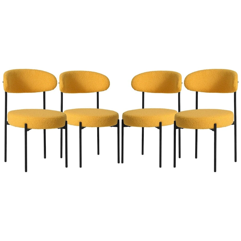Bayville Mid-Century Curved Back Fabric Upholstered Metal Dining Chair (Set of 4)