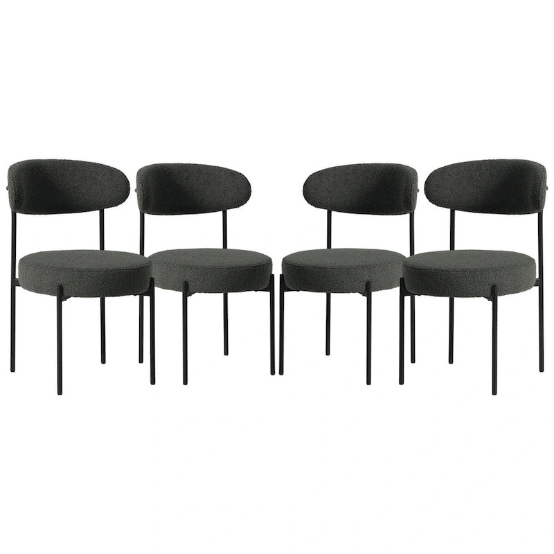 Bayville Mid-Century Curved Back Fabric Upholstered Metal Dining Chair (Set of 4)