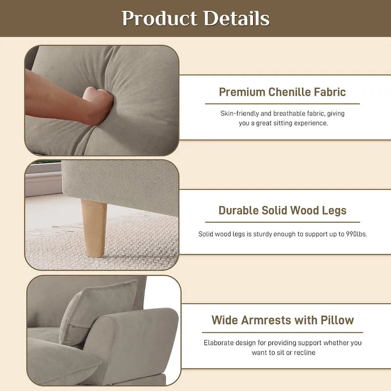 Modern U-Shaped Sectional Sofa Couch with Ottoman Chaise for Living Room