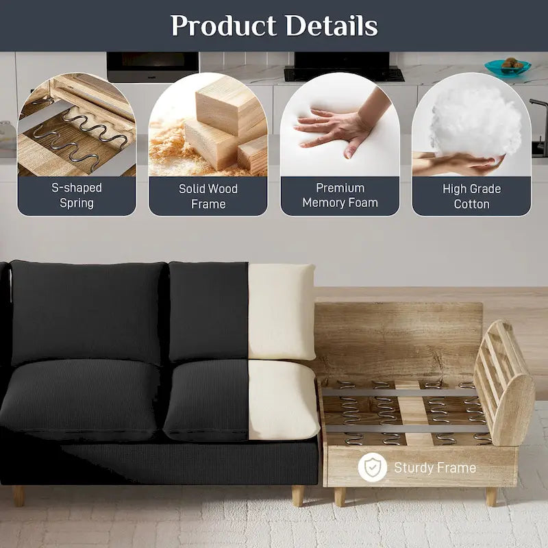 Modern U-Shaped Sectional Sofa Couch with Ottoman Chaise for Living Room