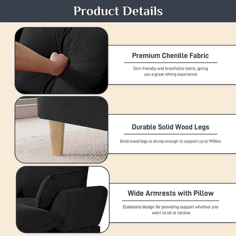 Modern U-Shaped Sectional Sofa Couch with Ottoman Chaise for Living Room