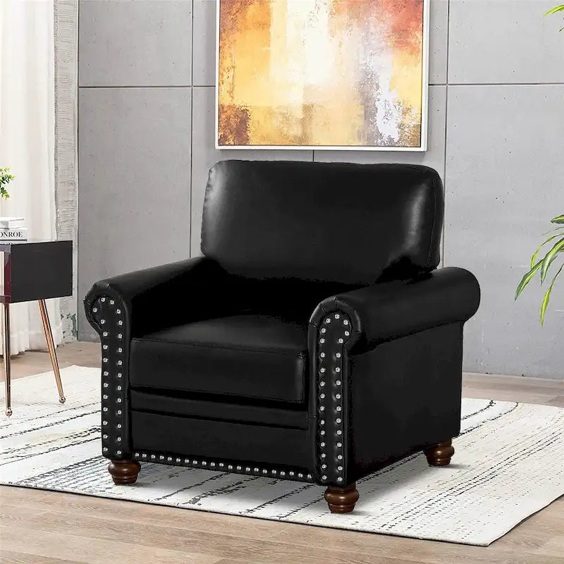 Vintage Elegant PU Upholstered Armchair, For Indoor Use
