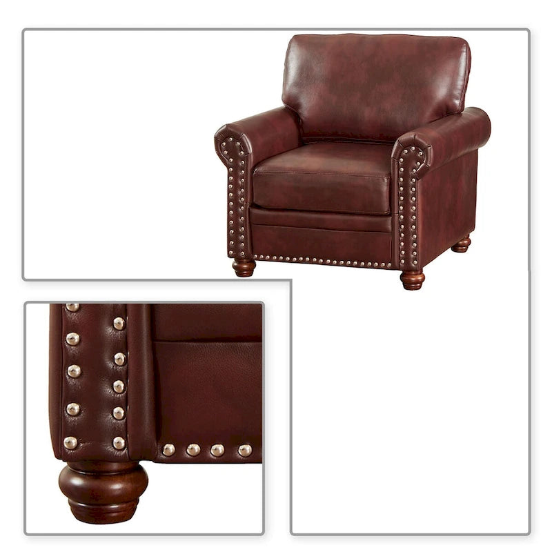 Vintage Elegant PU Upholstered Armchair, For Indoor Use