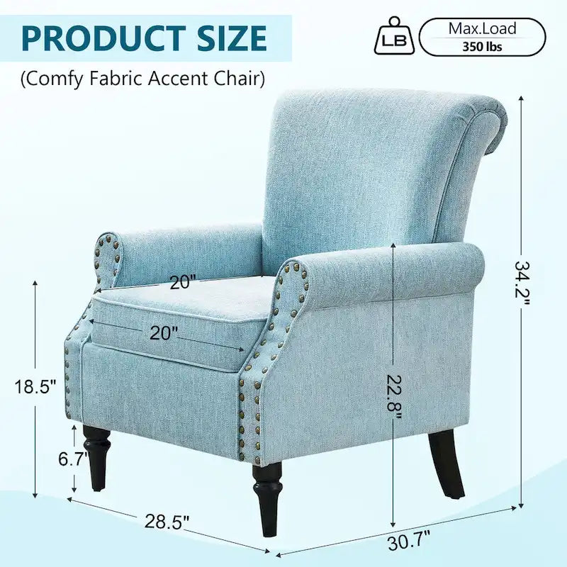 Mid-Century Modern Upholstered Accent chair with Solid Wood Legs