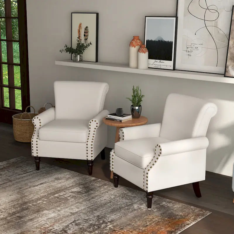 Mid-Century Modern Upholstered Accent chair with Solid Wood Legs