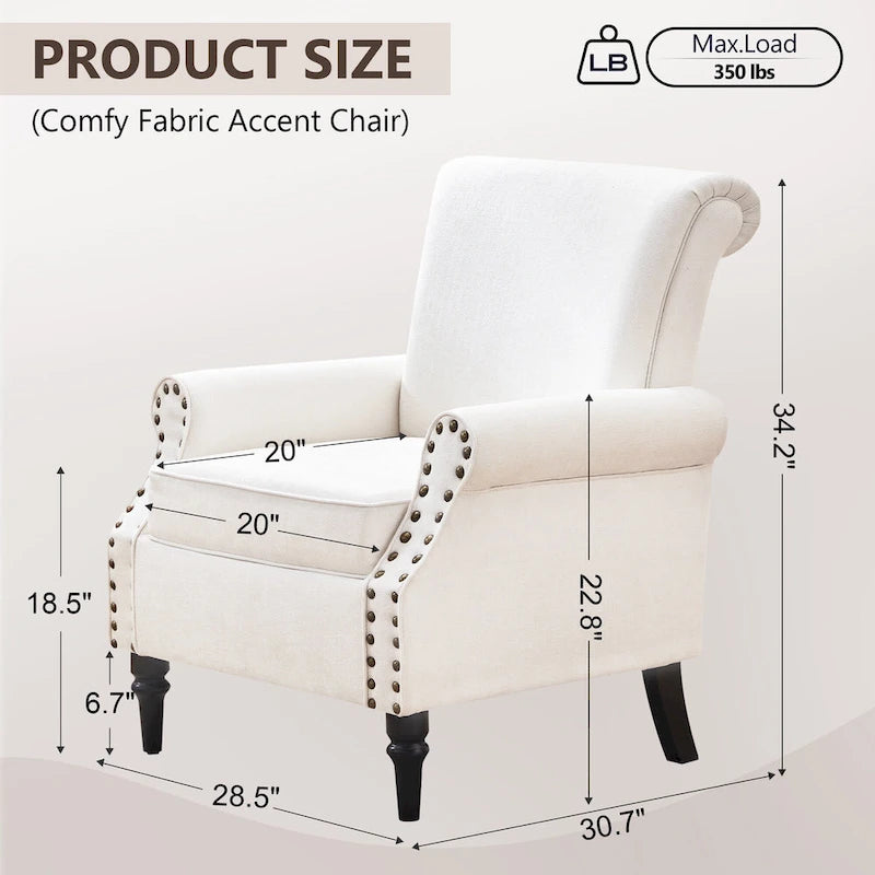 Mid-Century Modern Upholstered Accent chair with Solid Wood Legs