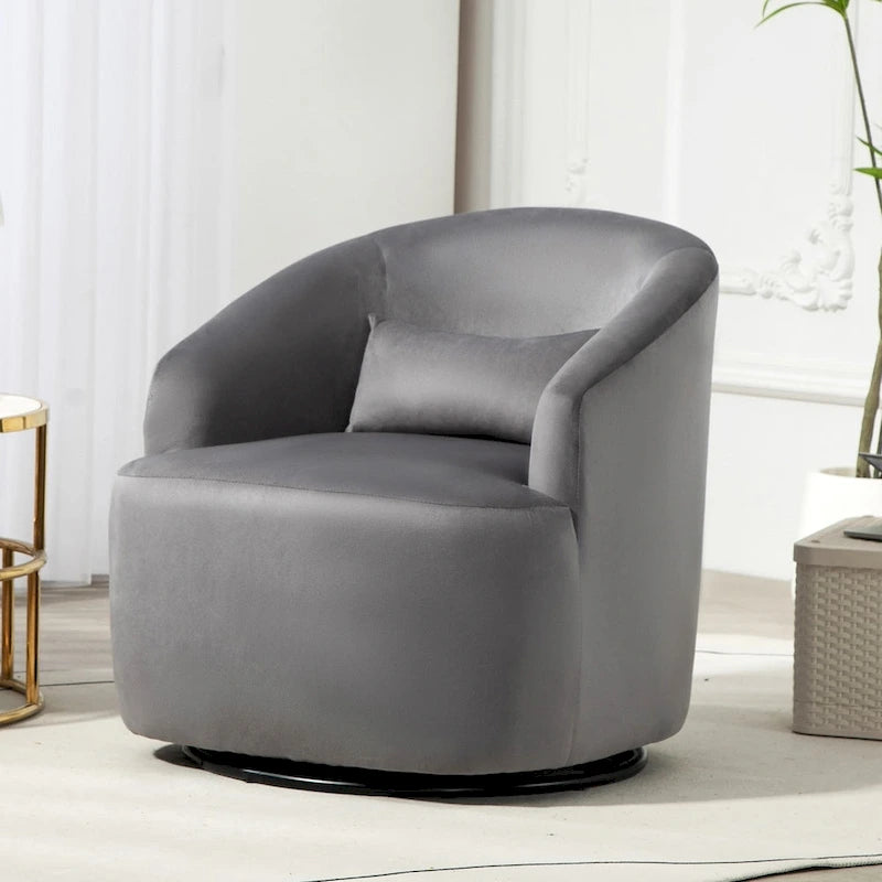 Modern Velvet Upholstered Swivel Accent Chair
