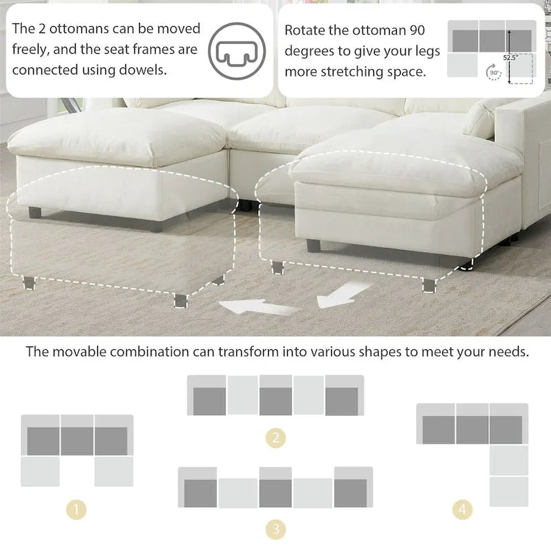 Merax 5 Seat U Shaped Sleeper Couch Set