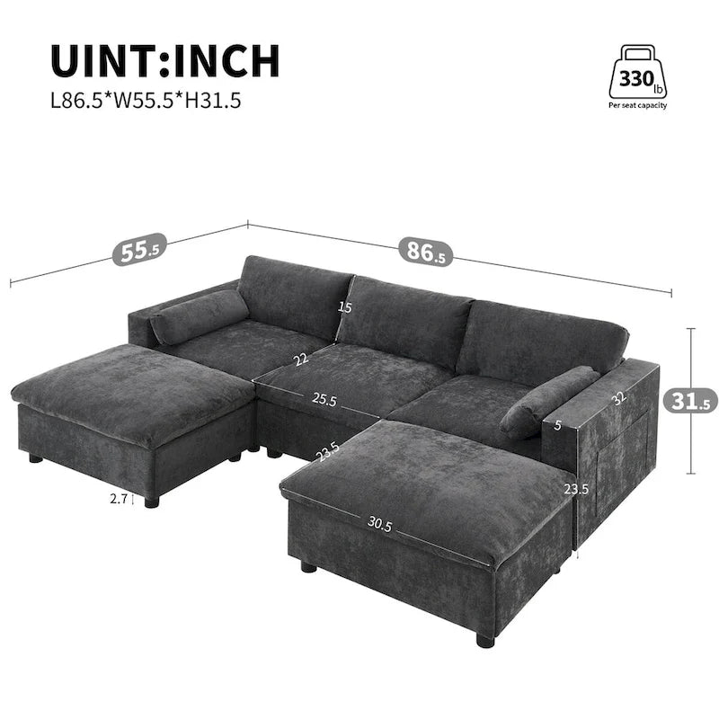 Merax 5 Seat U Shaped Sleeper Couch Set