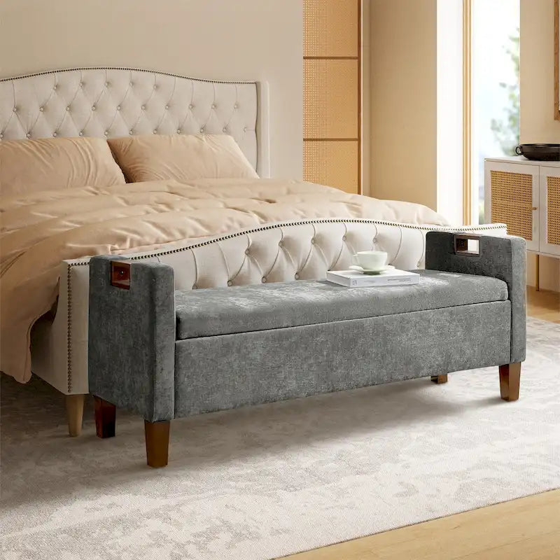 Clara Storage Bench with Solid Wood Legs by HULALA HOME
