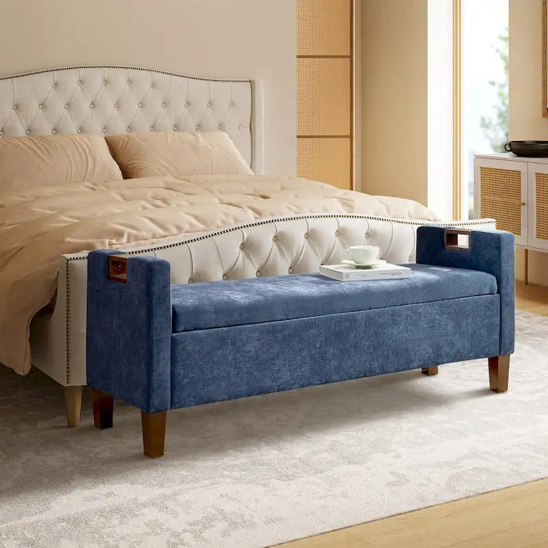Clara Storage Bench with Solid Wood Legs by HULALA HOME