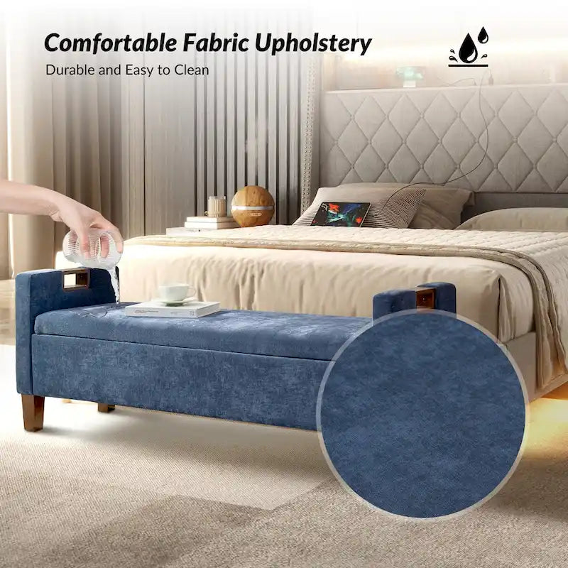 Clara Storage Bench with Solid Wood Legs by HULALA HOME