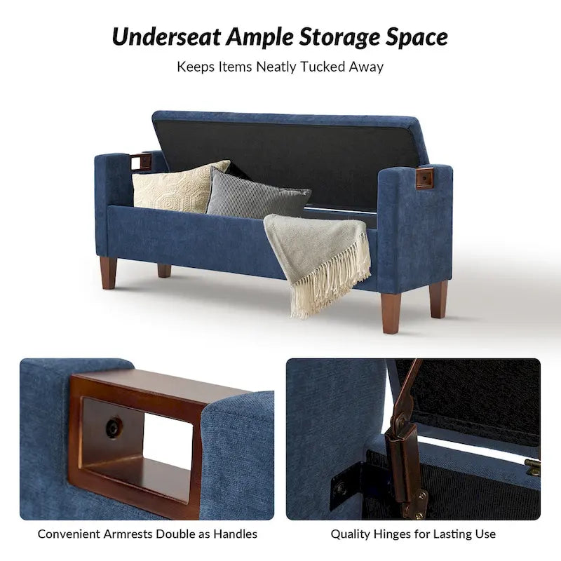 Clara Storage Bench with Solid Wood Legs by HULALA HOME