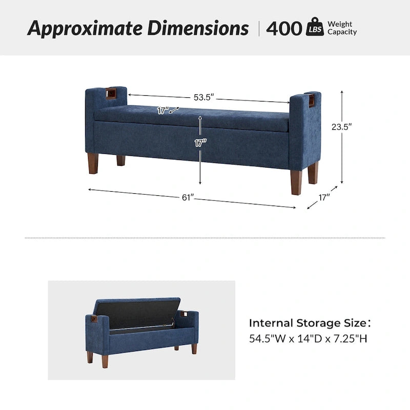 Clara Storage Bench with Solid Wood Legs by HULALA HOME