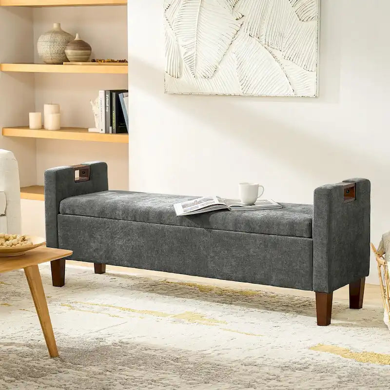 Clara Storage Bench with Solid Wood Legs by HULALA HOME