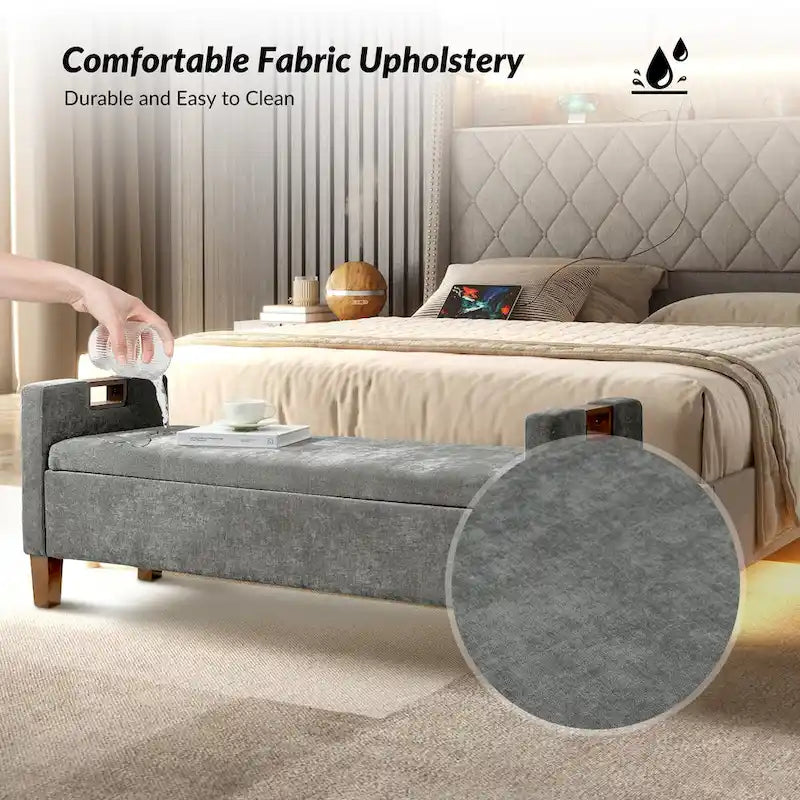 Clara Storage Bench with Solid Wood Legs by HULALA HOME