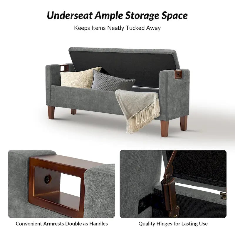 Clara Storage Bench with Solid Wood Legs by HULALA HOME