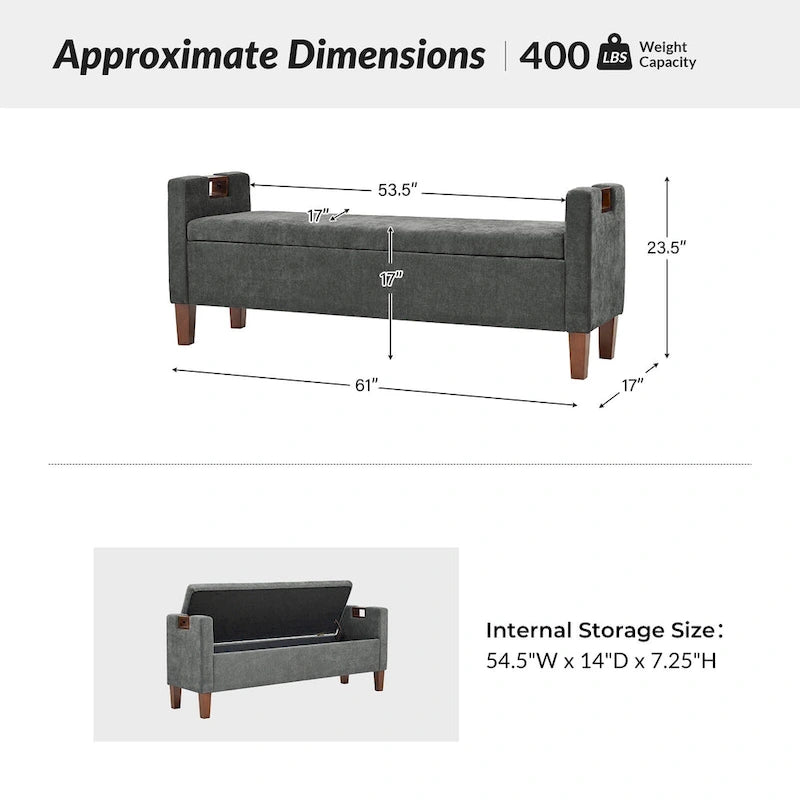 Clara Storage Bench with Solid Wood Legs by HULALA HOME