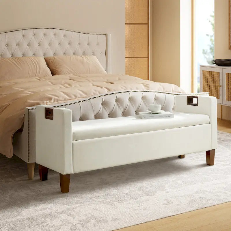 Clara Storage Bench with Solid Wood Legs by HULALA HOME